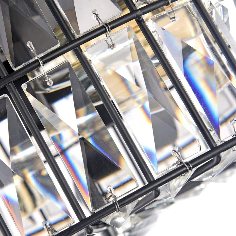 11.75 in. 2-Light Black Ceiling Flush Mount Light with Crystal Glass - Hercitys