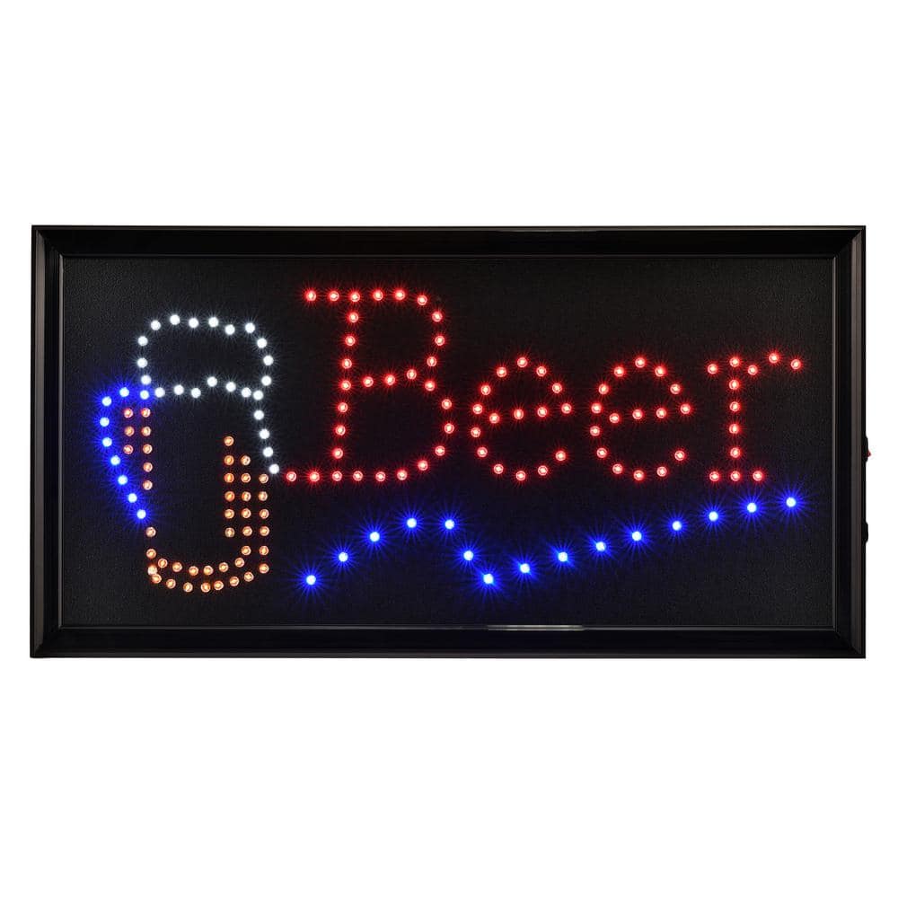 19 in. x 10 in. LED Rectangular Beer Sign with 2 Display Modes - Hercitys