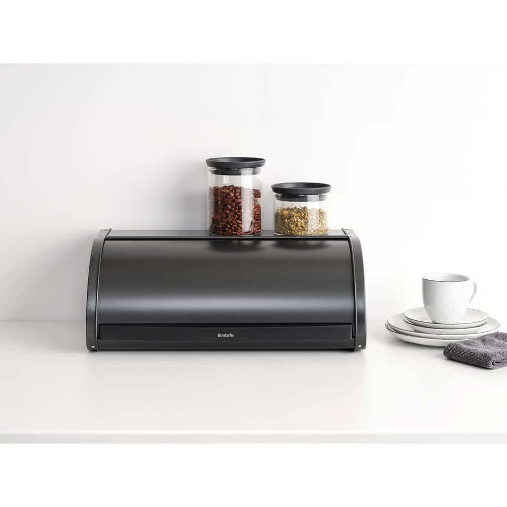 1-Piece Roll Top Steel Bread Box, Confident Gray - Hercitys