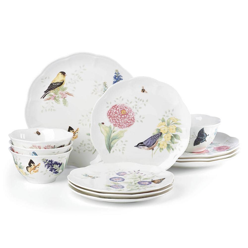 12-Piece Traditional White Porcelain Dinnerware Set (Service for 4) - Hercitys