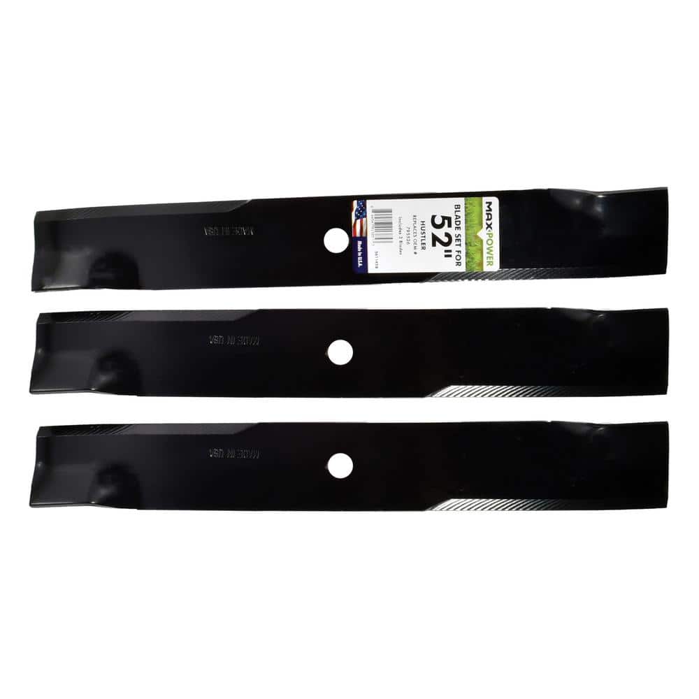 3 Blade Set for Many 52 in. Cut Hustler Mowers Replaces OEM #’s 795526, 603995, 783753 and Dixie Chopper 30227-52X - Hercitys