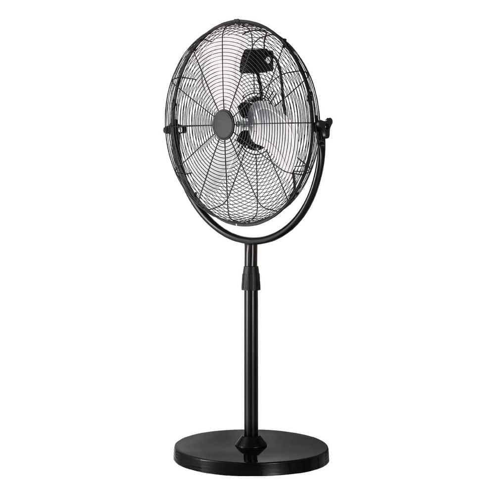 18 in. Industrial Pedestal Fan, Adjustable Height 45.3 – 57.9 in. 3-Speed Floor Fan, High-Power Cooling for Home, Black - Hercitys