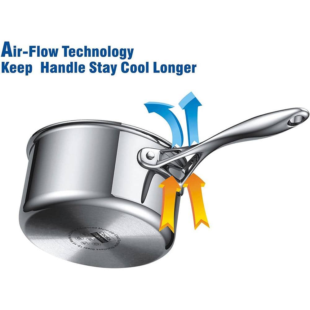 12 in. Multi-Ply Clad Stainless Steel Frying Pan with high dome lid, Silver - Hercitys