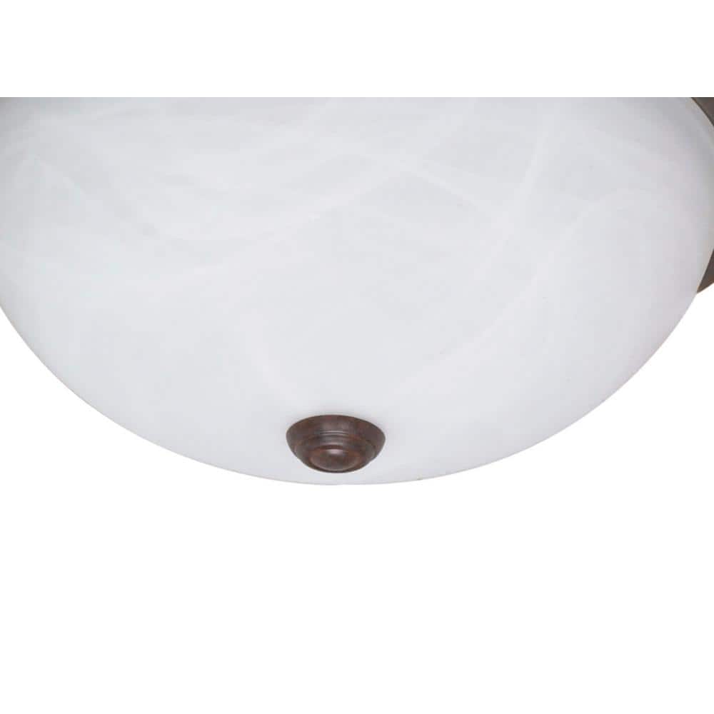 3-Light Old Bronze Flush Mount with Alabaster Glass - Hercitys