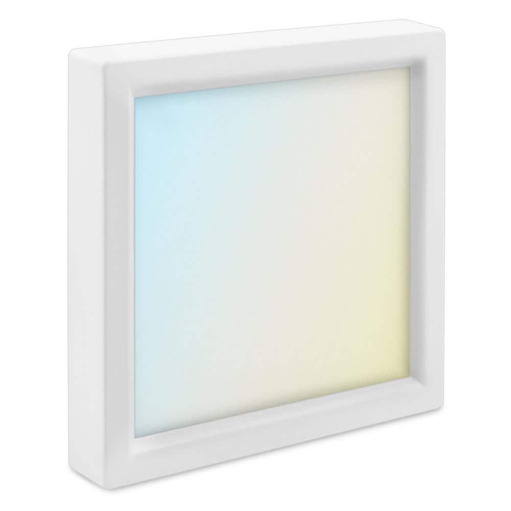 4 in. Square White Modern Flush Mount Ceiling Light Selectable LED Integrated 10W 600LM 5CCT 2700K-5000K Dimmable ETL - Hercitys