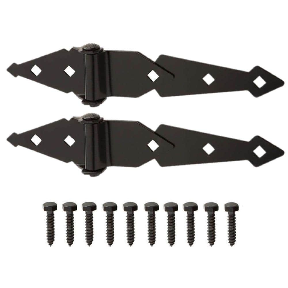 (2-Pack) 8 in. Black Heavy Duty Strap Hinge - Hercitys