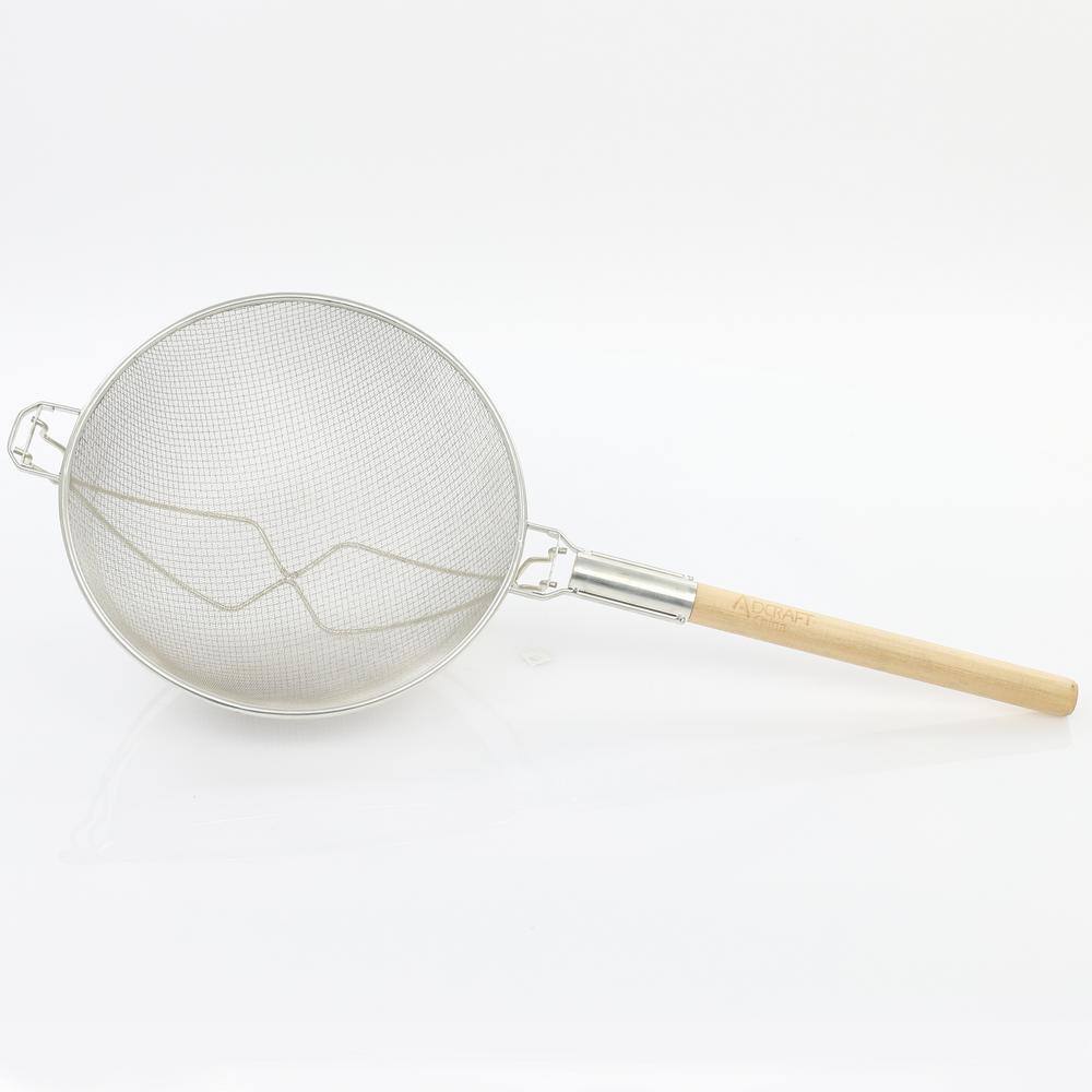 14 in. Commercial Premium Tinned Double-Mesh Steel Strainer - Hercitys