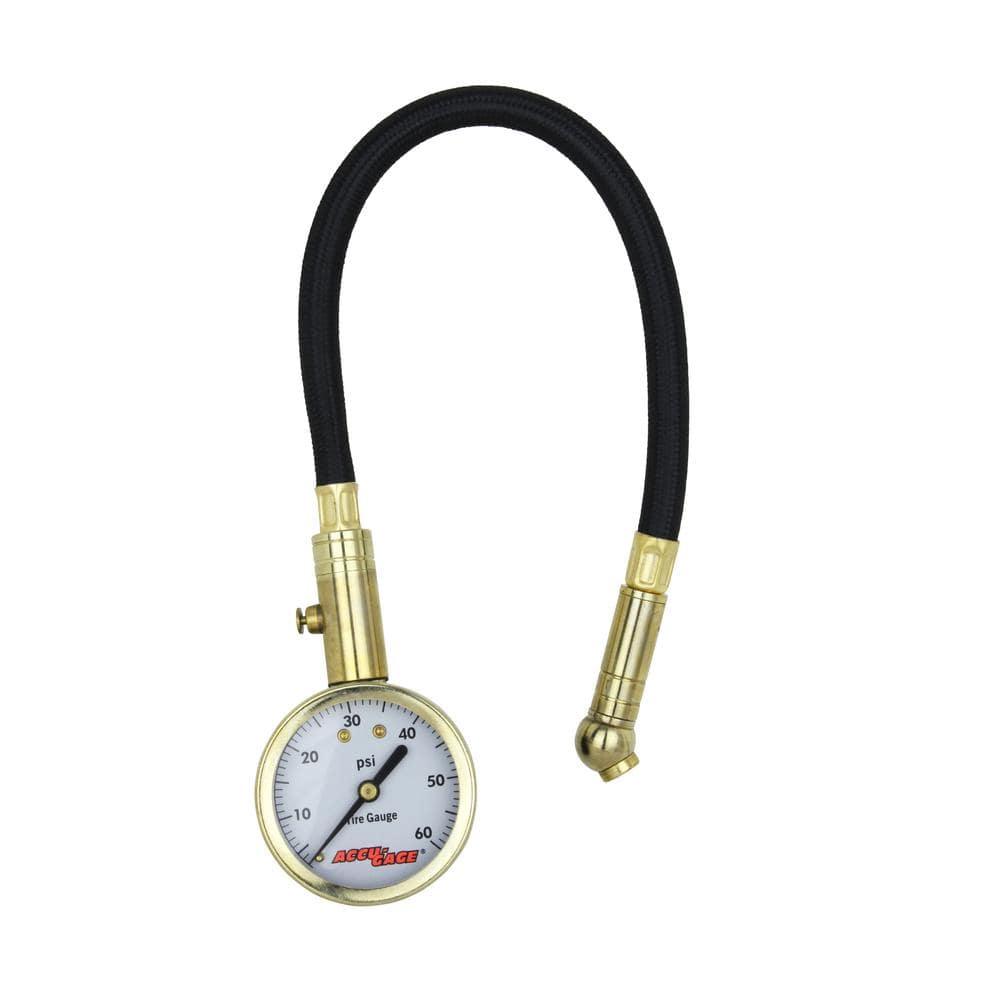 11 in. 60 PSI Tire Pressure Gauge Braided Air Hose Swivel Angle Ball Air Chuck - Hercitys