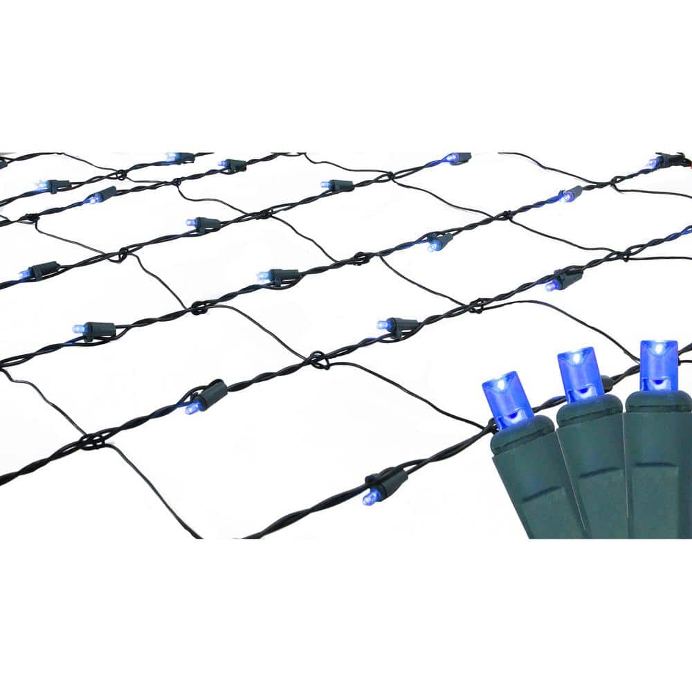 4 ft. x 6 ft. Blue LED Net Style Christmas Lights with Green Wire - Hercitys