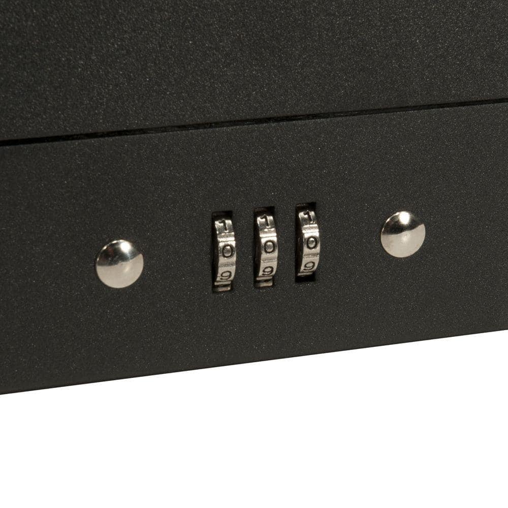 0.13 cu. ft. Steel Cash Box 4 Bill Holder and 6 Compartment Tray Safe with Combination Lock, Black - Hercitys