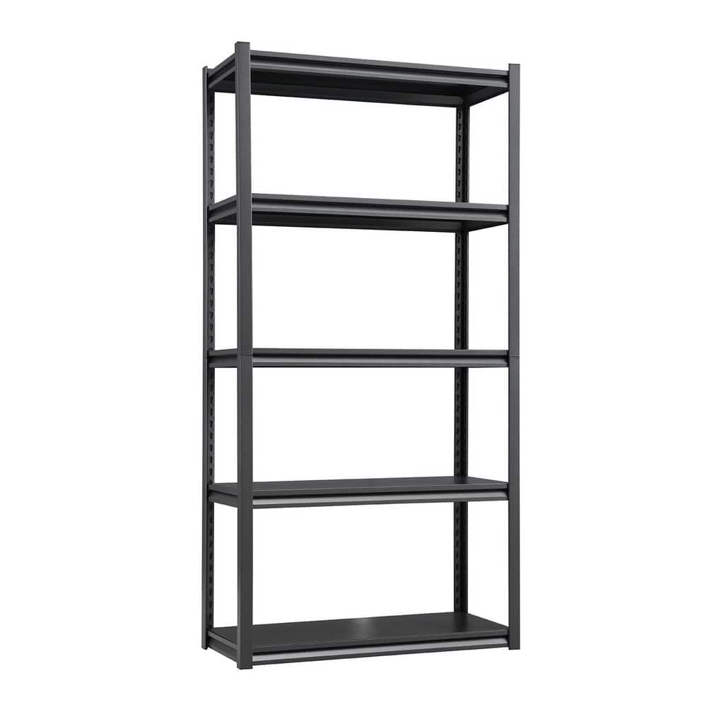5-Shelf Metal Shelves Pantry Organizer Storage Adjustable Garage Industrial Shelving Unit Storage Utility Rack, Black - Hercitys