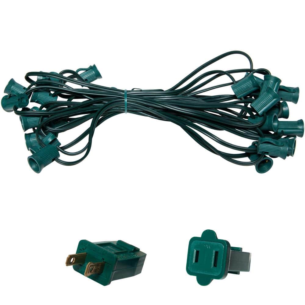 25 ft. C7/E12 Green Wire Socket Stringer with 12 in. Spacing - Hercitys