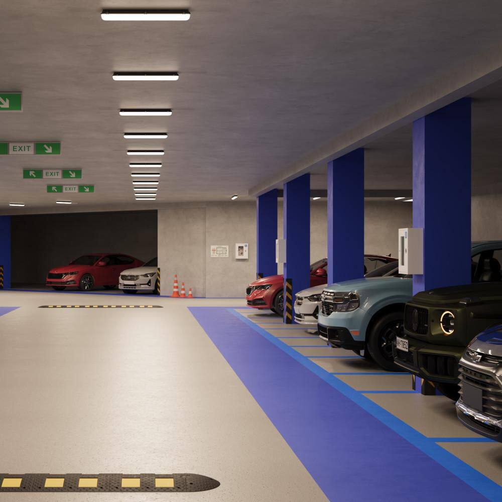 24 in White Commercial Vapor Tight LED Flush Mount Light, Weatherproof Light, 120-277V, 0-10V Dim, 5CCT, 40W, 4400 Lumen - Hercitys