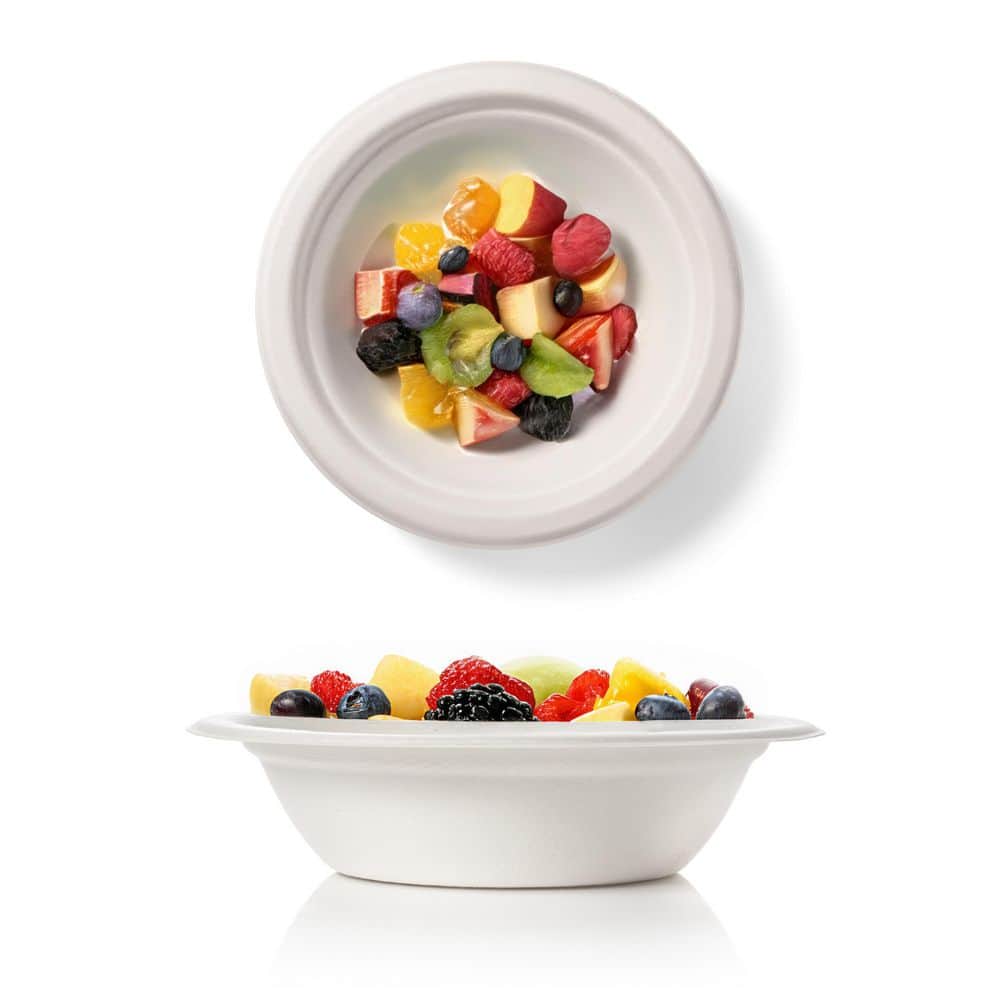 100% Compostable 12 oz. Unbleached Disposable Paper Bowls 125-Pack - Hercitys