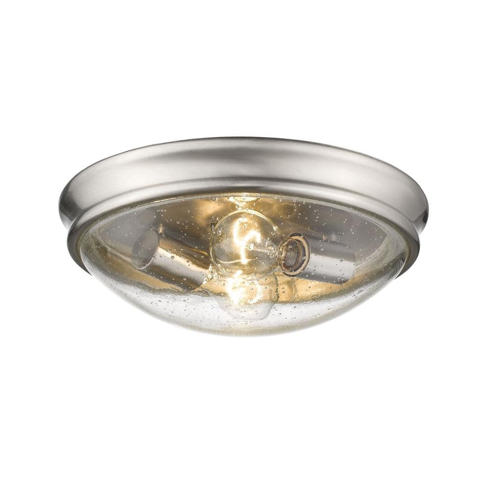 12 in. W 2-Light Brushed Nickel Ceiling Fixture Flush Mount - Hercitys