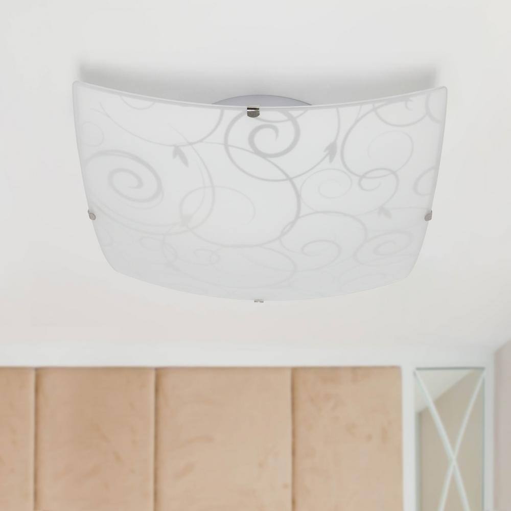 10 in. Simple and Standard Square Swirl Flush Mount, White - Hercitys