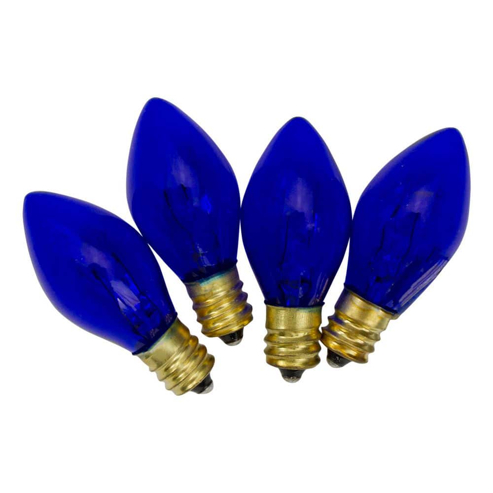 2 in. C7 Blue Transparent Christmas Replacement Bulbs (Set of 4) - Hercitys