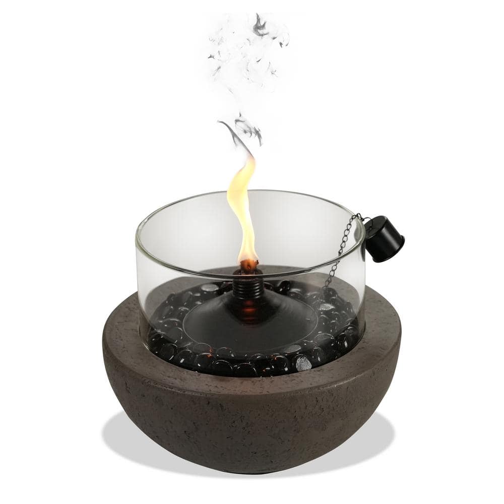 10.5 in. Dia Outdoor Gray Stone Tabletop Citronella Fire Bowl - Hercitys