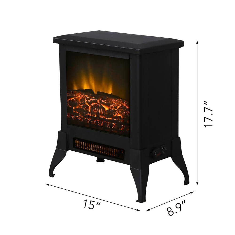 15 in. Freestanding Electric Fireplace in Black - Hercitys