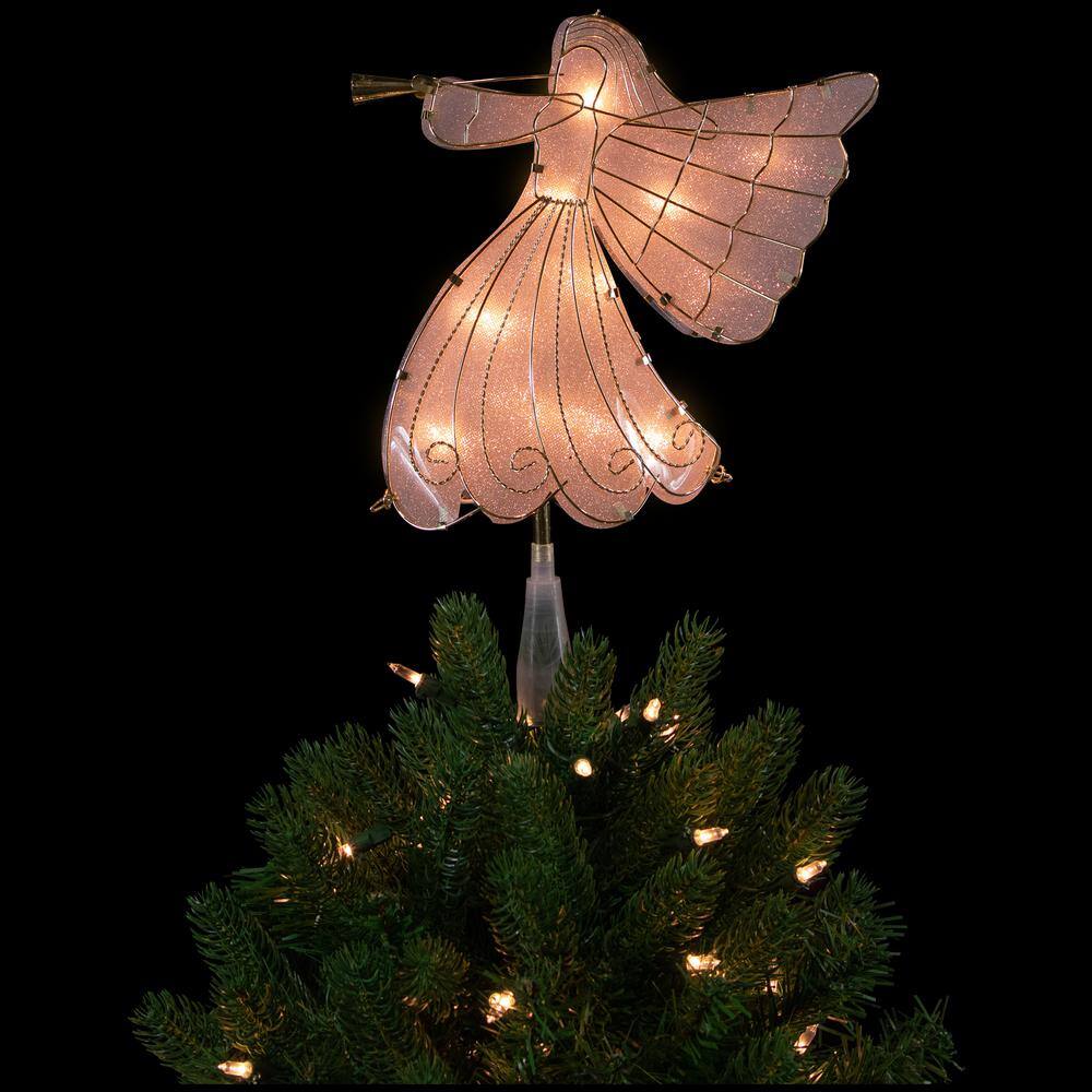 10 in. Gold Angel Tree Topper Warm White Lights - Hercitys