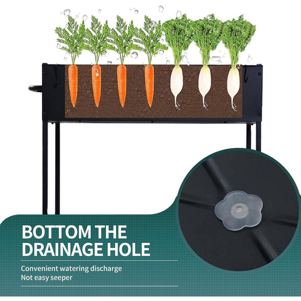 51 in. x 26.5 in. x 31 in. Movable Metal Raised Garden Bed with Legs Black - Hercitys