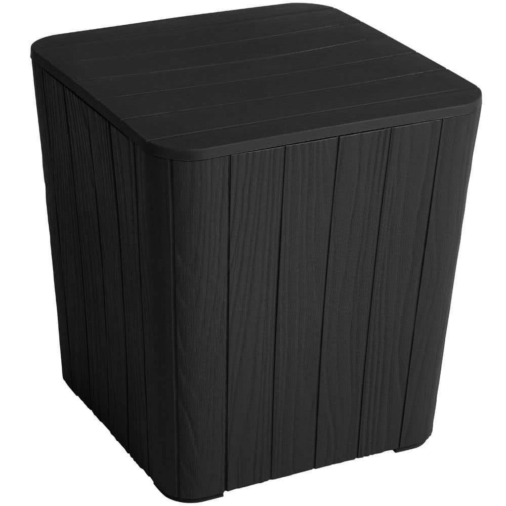 11.5 Gal. Outdoor Deck Box, Resin Rattan Coffee Table with Extra Storage, Black - Hercitys