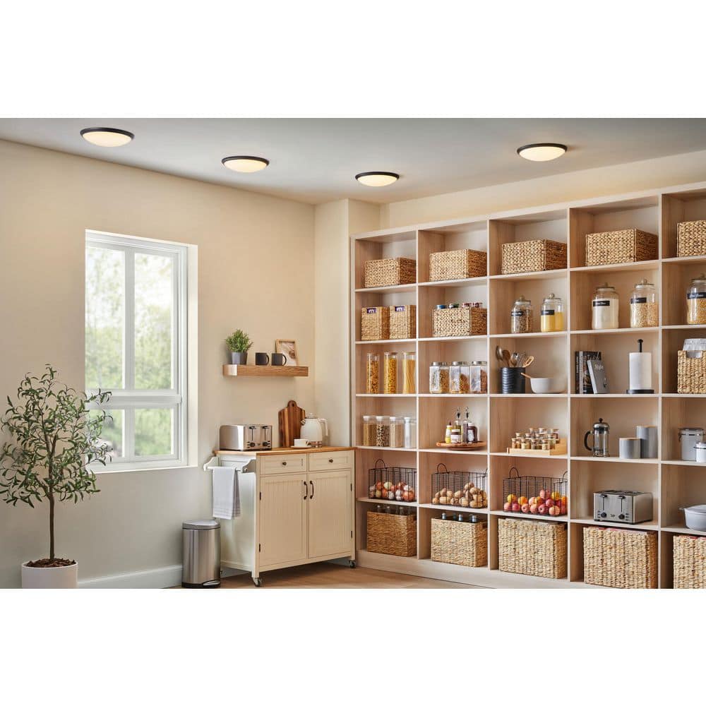 12 in. Light Matte Black and White Adjustable CCT Integrated LED Ceiling Flush Mount Fixture with Interchangeable Trim - Hercitys