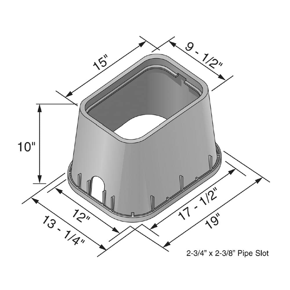 10 in. x 15 in. Rectangular Water Meter Valve Box and Snap-In Lid (Black Box, Green Lid) - Hercitys
