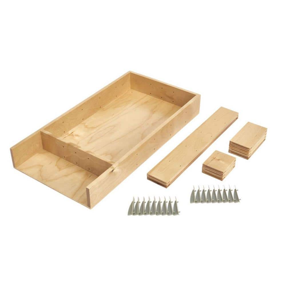 2.5 in. H x 9.88 in. W x 19.13 in. D Maple Wood Customizable Drop In Kitchen Cutlery Drawer Organizer - Hercitys