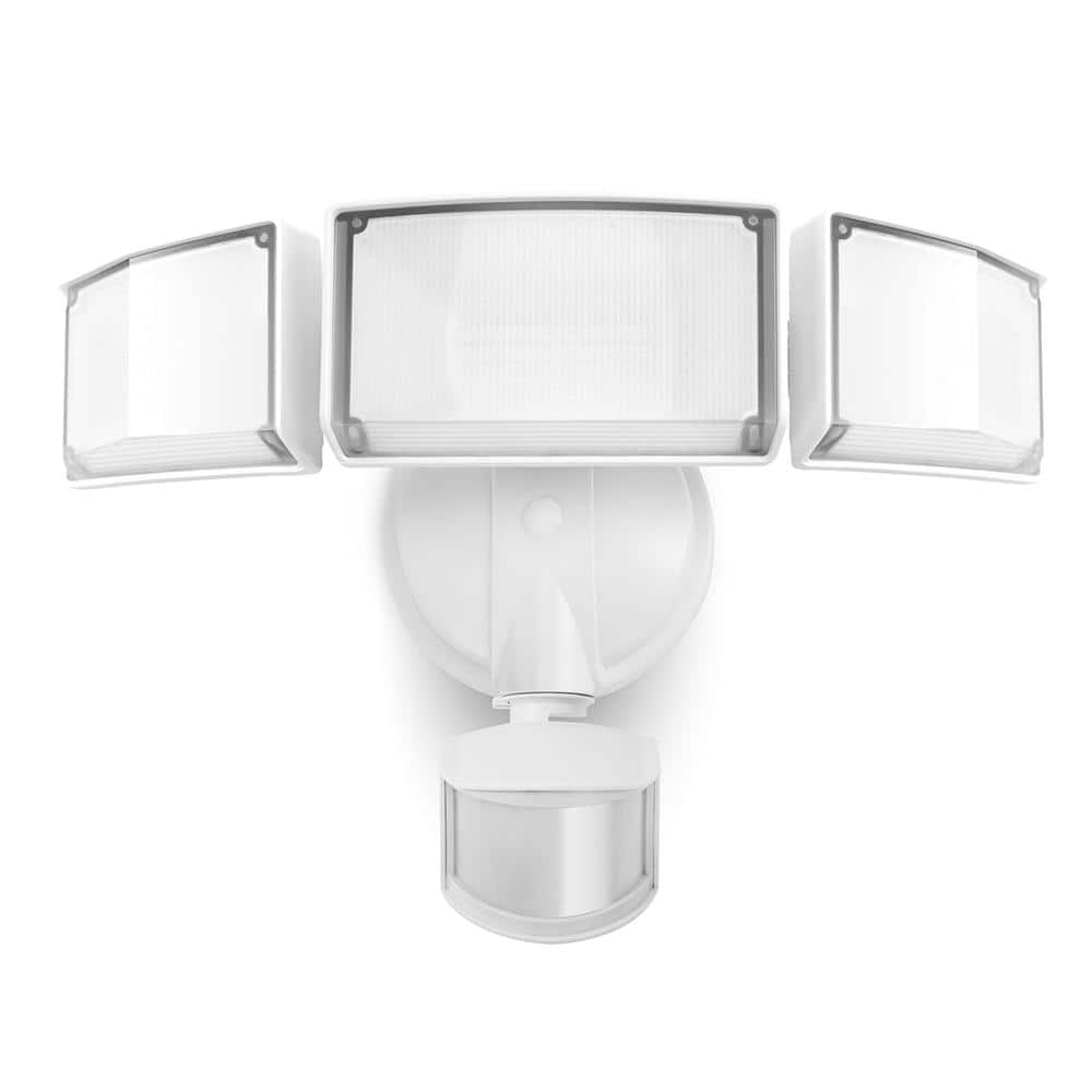 3-Head 342 Watt Equivalent Integrated LED White Weather Resistant Motion Sensing Area Light, 5000K - Hercitys