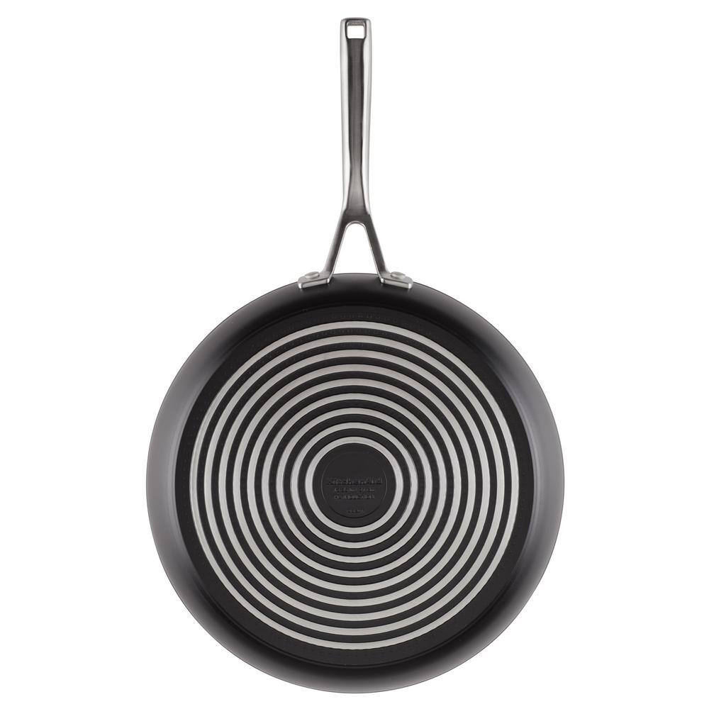 12.25 in. Hard-Anodized Induction Aluminum Nonstick Frying Pan with Lid Black Matte - Hercitys