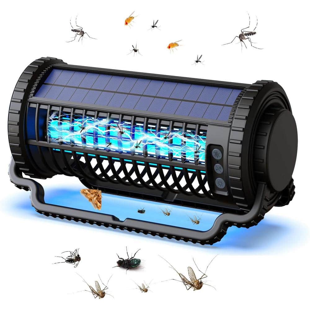 18-Watt Electronic Indoor/Outdoor Mosquito Repellent Electric Solar Cordless Mosquito Zapper IP66 Waterproof, Black - Hercitys