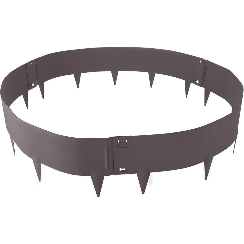 39 in. x 6.15 in. Brown Rustic Hammer-in Edging Border Steel Garden Borders Landscape Edging for Yard (5-pack Kit) - Hercitys