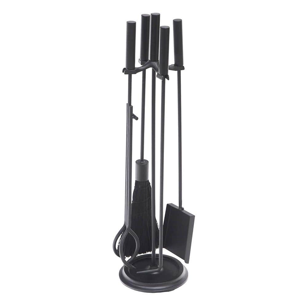 30.25 in. Tall 5-Piece Black Contemporary Bedford Fireplace Tool Set - Hercitys