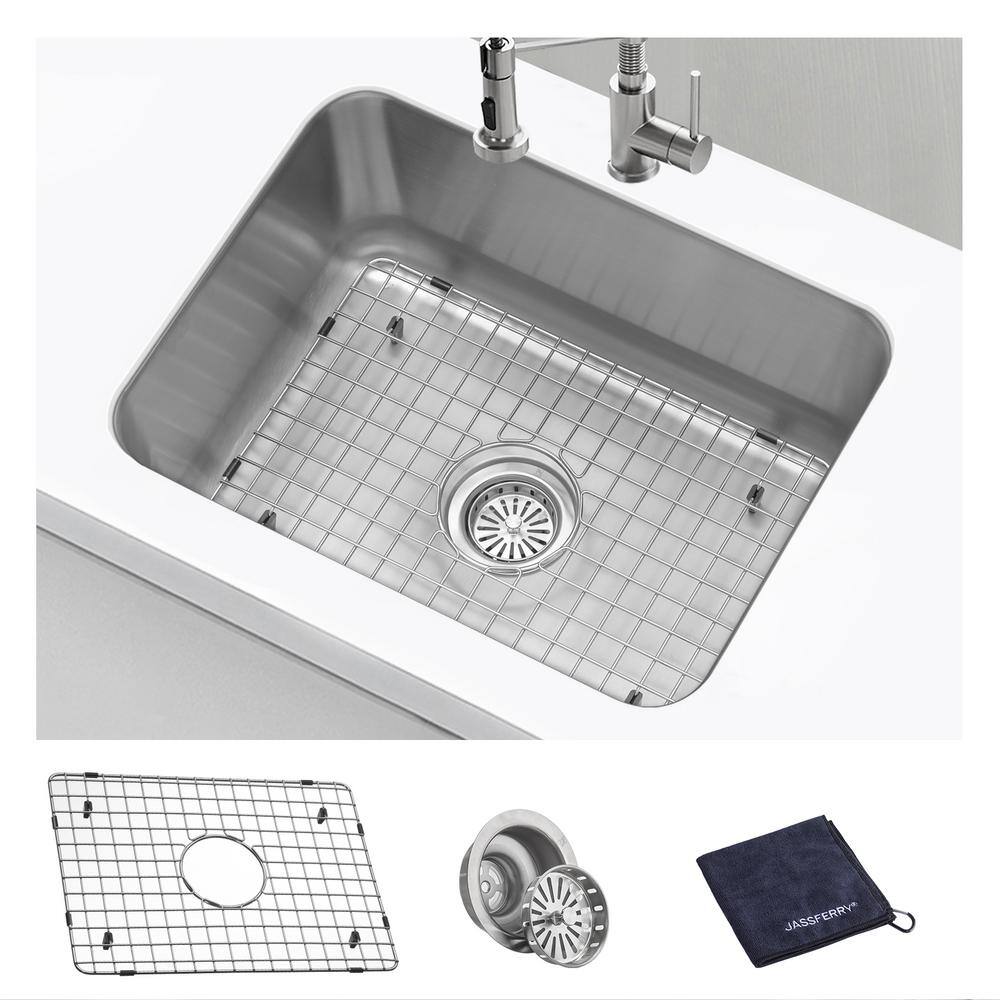 16-Gauge Stainless Steel 23 in. Single Bowl Undermount Kitchen Sink with Bottom Grid - Hercitys