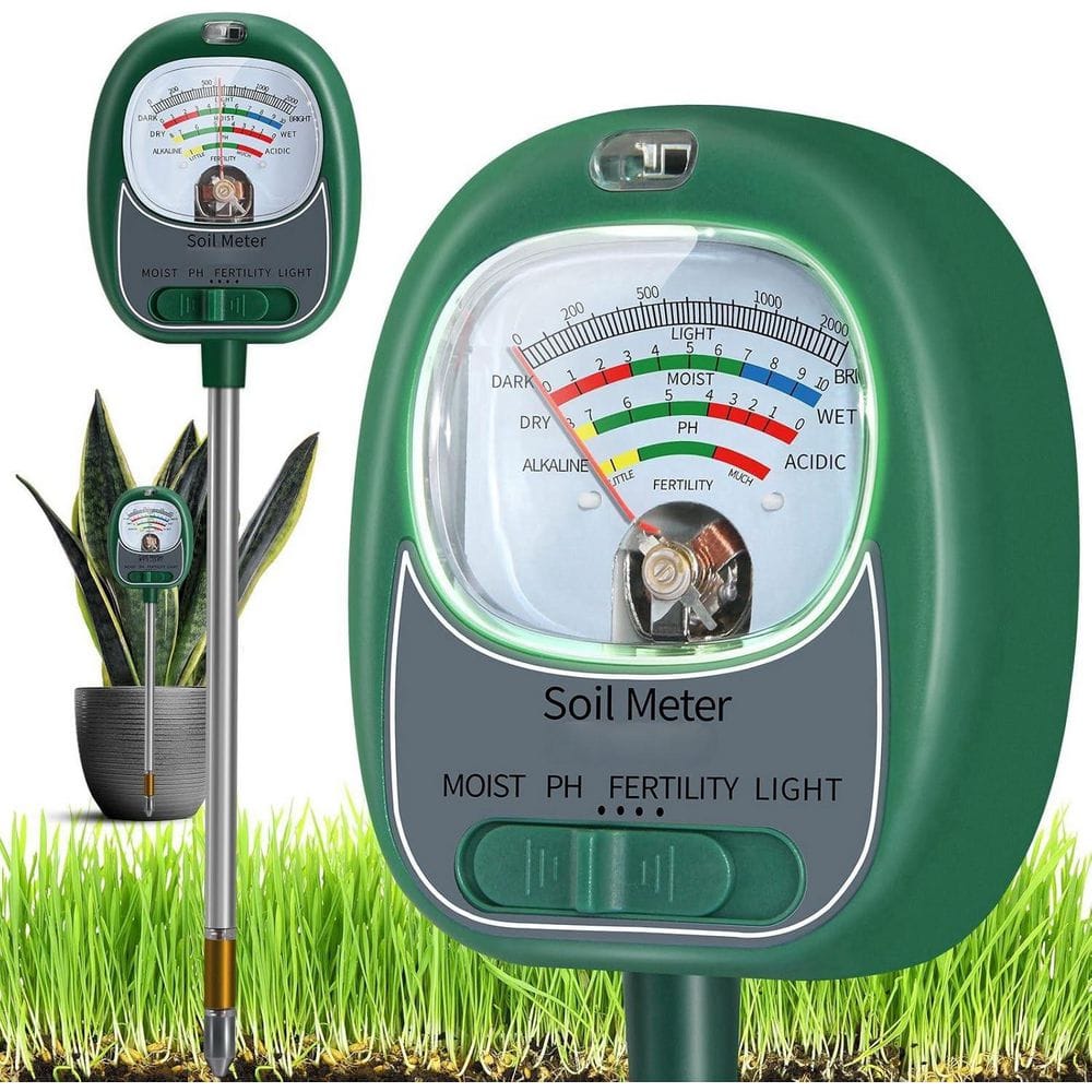 4-in-1 Soil Moisture Meter/Light/Fertility/Soil PH Meter, No Need Battery, Soil Tester for Indoor & Outdoor in Green - Hercitys