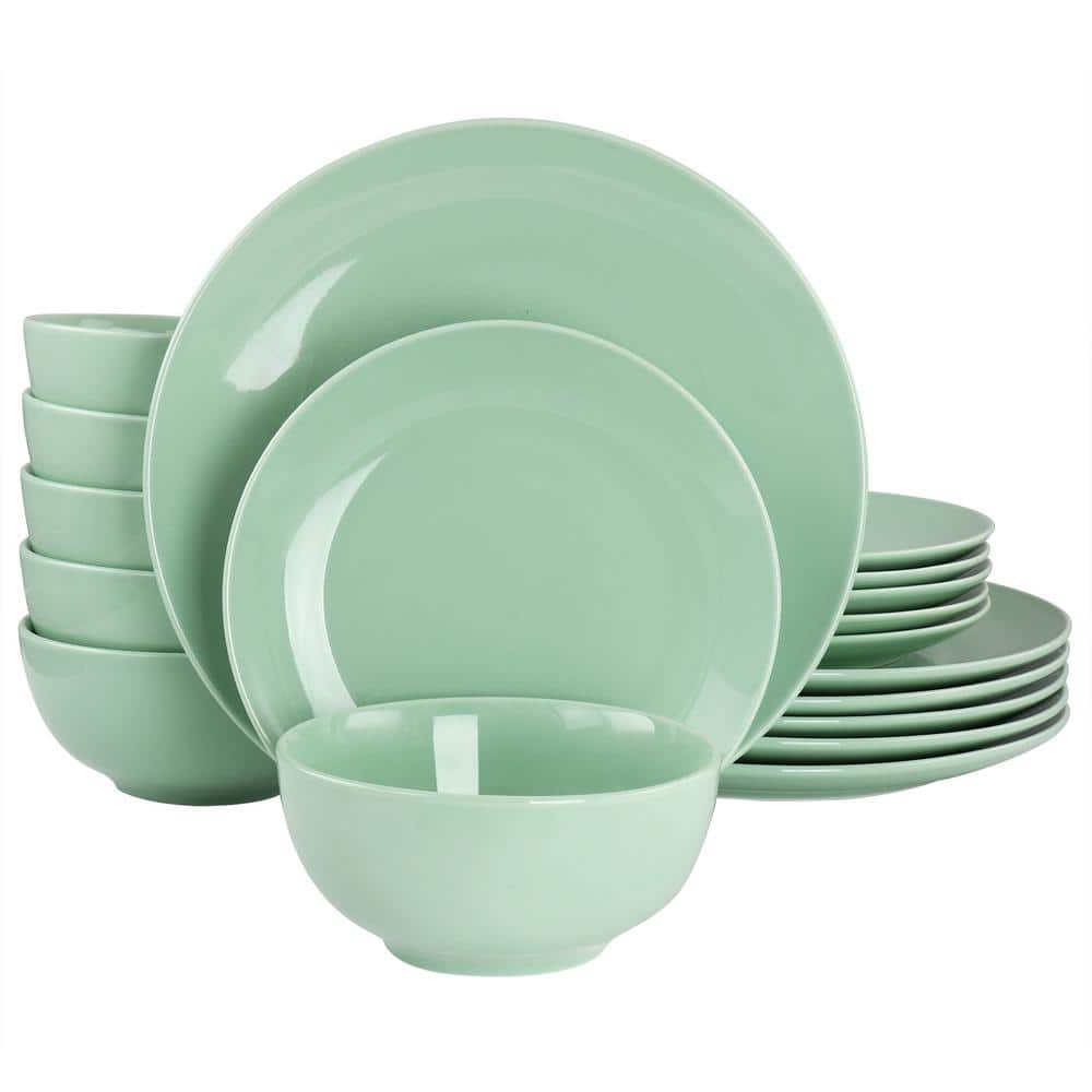 18-Piece Porcelain Dinnerware Set in Mint - Hercitys