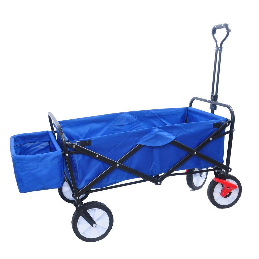 4 cu. ft. Foldable Fabric Garden Cart Outdoor Collapsible Moving Trailer Beach Cart with Big Wheels, Brakes, Back Frame - Hercitys