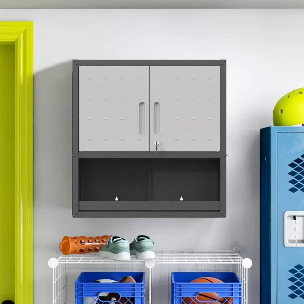 29.52 in. W x 11.81 in. D x 30.31 in. H Heavy-Duty Steel Wall Garage Cabinet, Tool Storage Cabinet in Gray - Hercitys