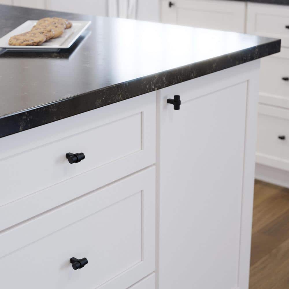 (10-Pack) Simple Wrapped Bar 1-1/4 in. (32 mm) Classic Matte Black T-Shaped Bar Cabinet Knobs - Hercitys