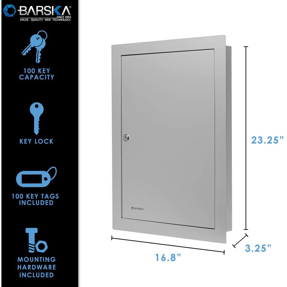 100 Keys Adjustable in Wall Key Lock Box, Grey - Hercitys