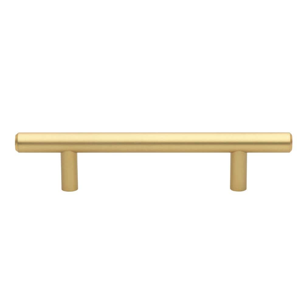 5 in. Center-to-Center Satin Gold Solid Handle Bar Cabinet Drawer Pulls (10-Pack) - Hercitys