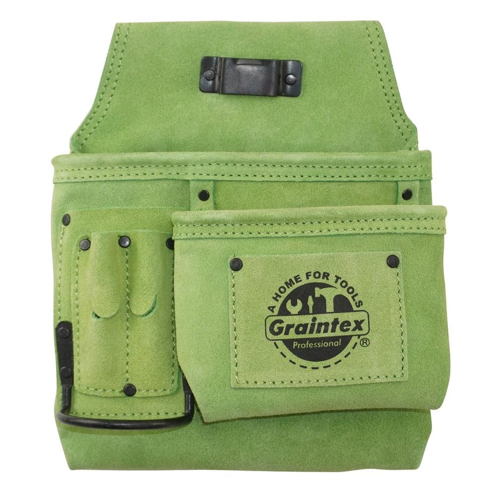 5-Pocket Right Handed Lime Green Nail and Tool Pouch - Hercitys