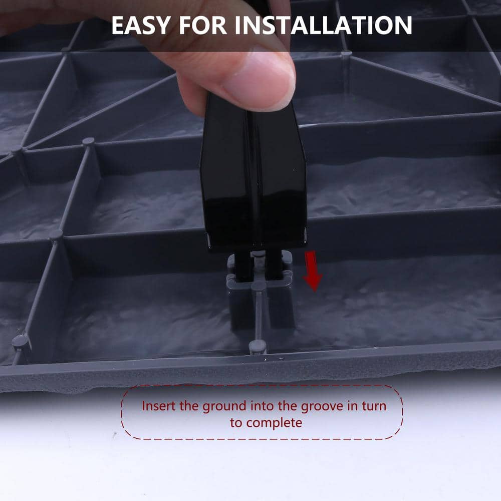 15.98 in. x 15.98 in. x 4.49 in. Square Grey Solid Weatherproof Plastic Set Paver 4-Pieces 1.5 sq. ft. - Hercitys