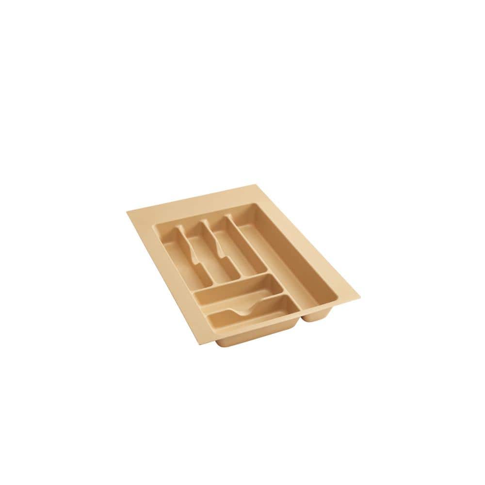 2.375 in. H x 14.25 in. W x 21.25 in. D Medium Almond Cutlery Tray Drawer Insert - Hercitys
