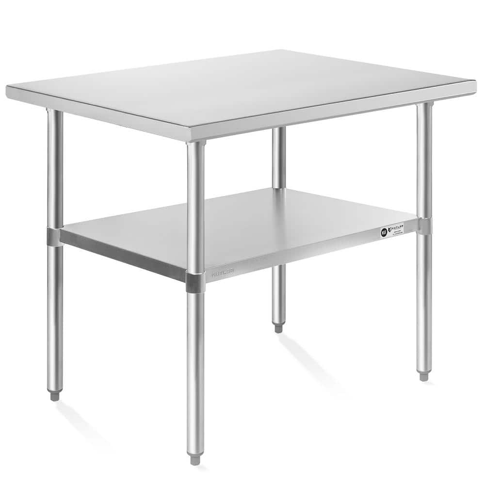 24 in. x 36 in. Stainless Steel Kitchen Prep Table with Bottom Shelf - Hercitys