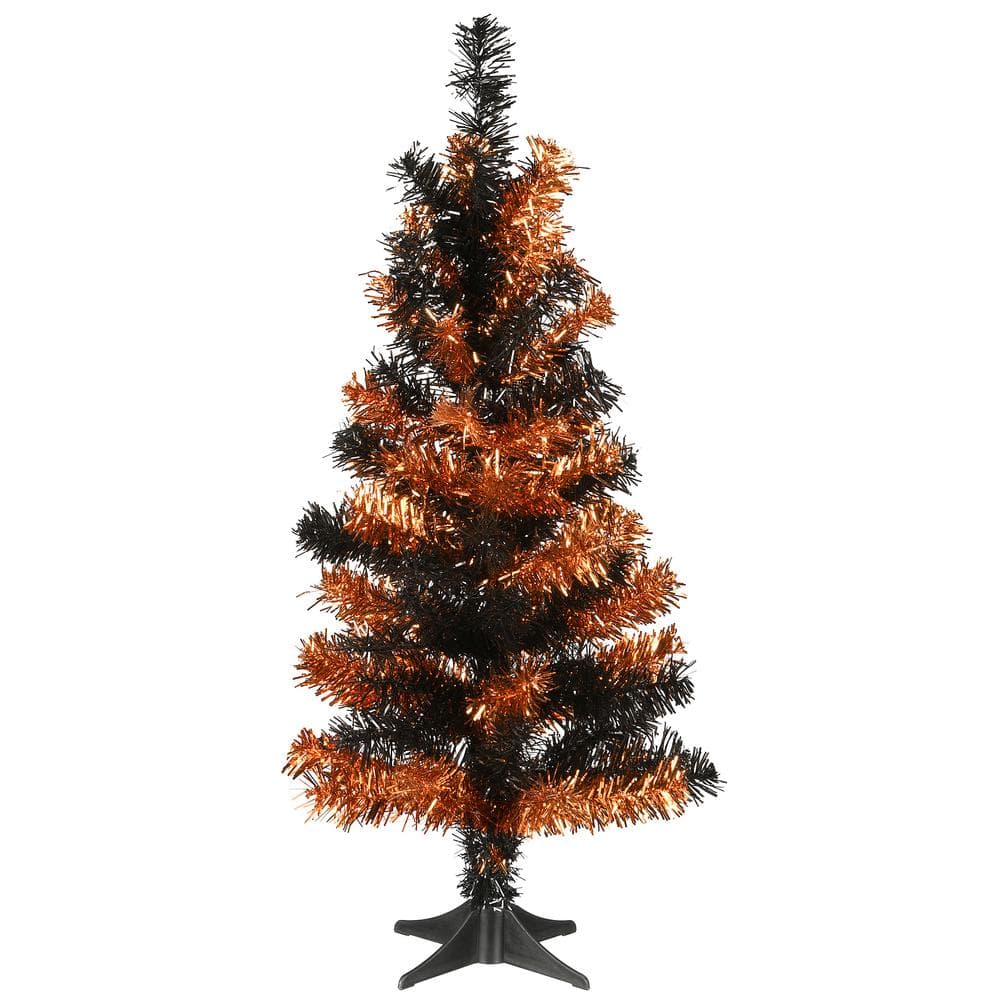 2 ft. Halloween Black and Orange Tinsel Tree - Hercitys