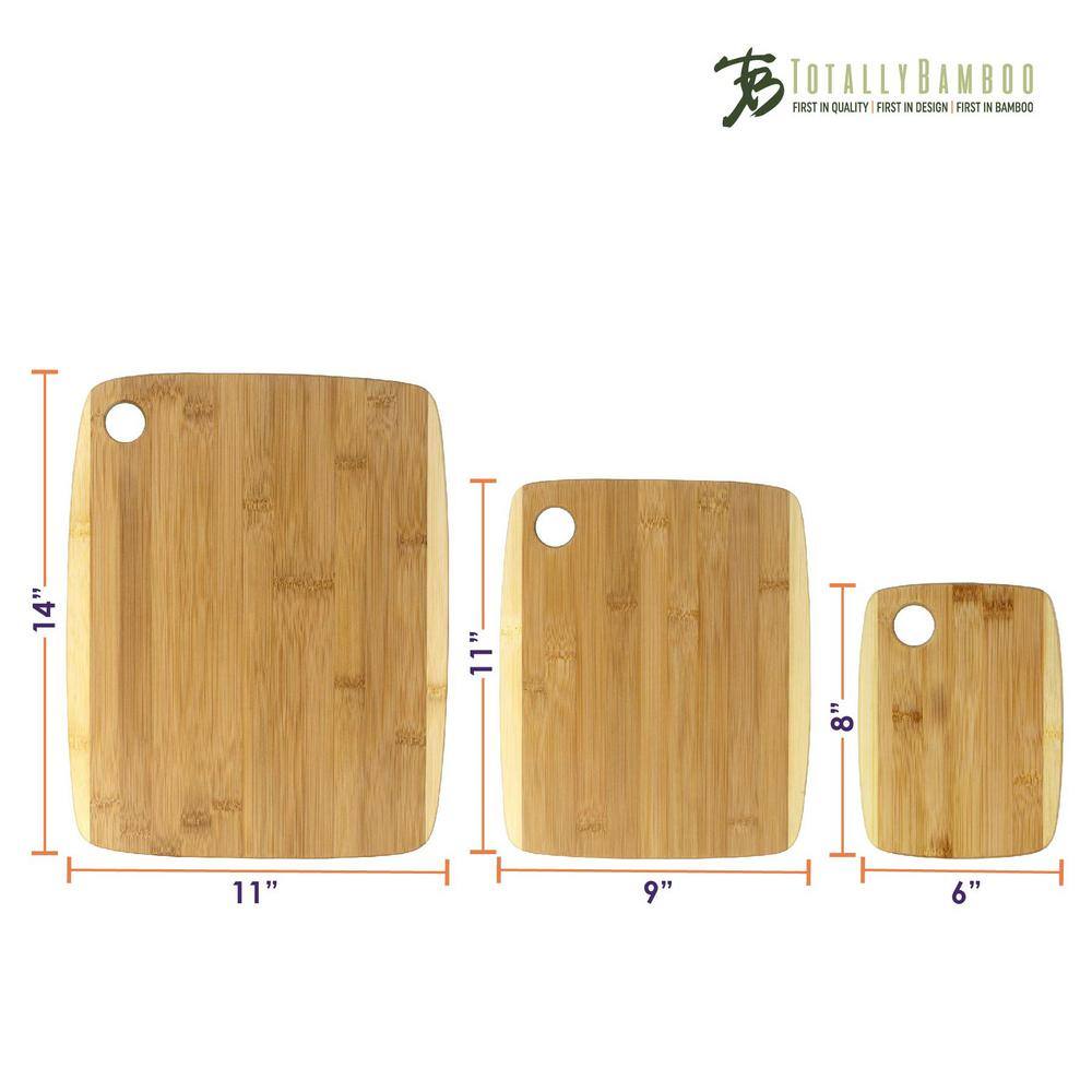2-Tone Bamboo Cutting Board Set – 3-Piece Flat Grain Serving and Cutting Boards - Hercitys