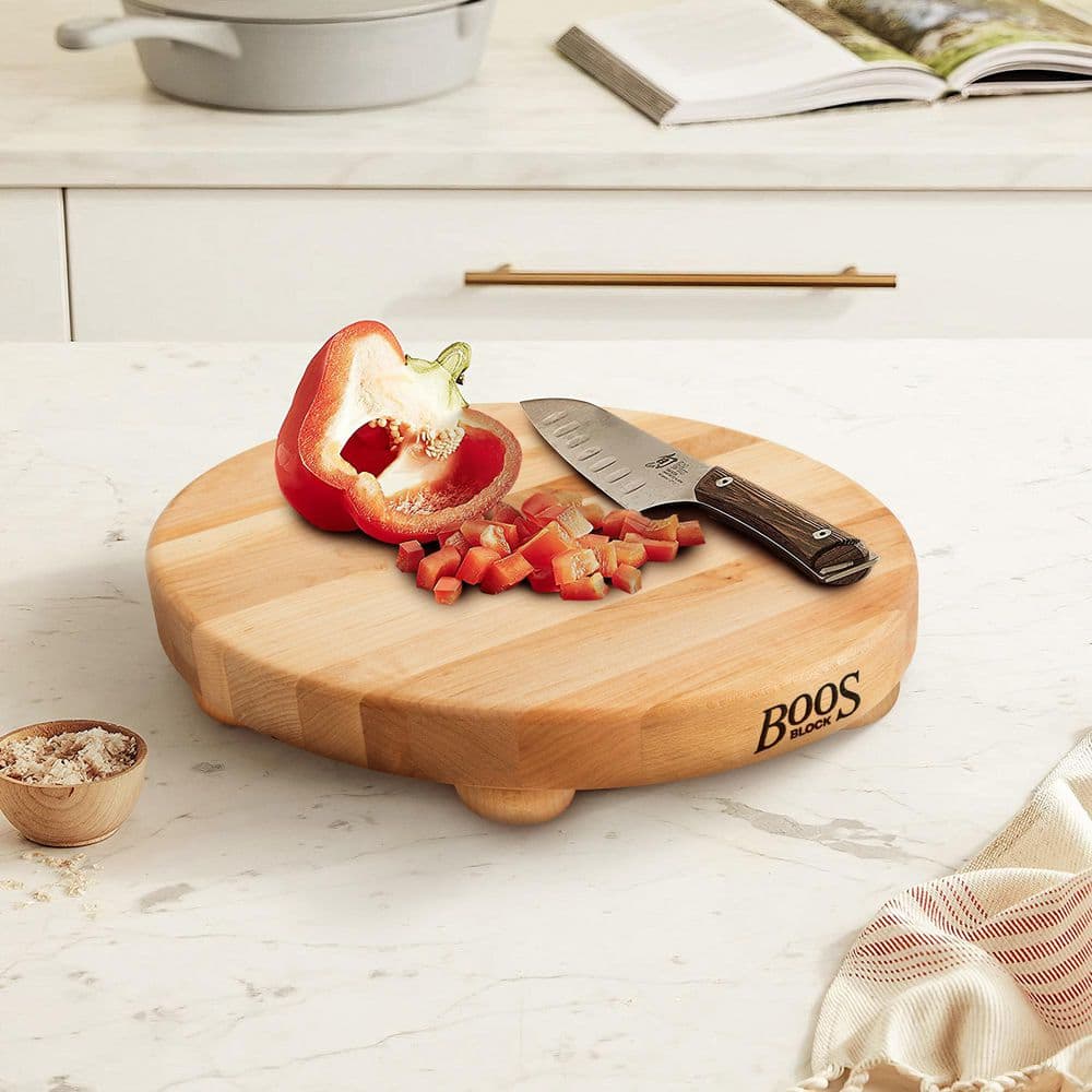 12 in. x 12 in. Round Wooden Edge Grain Cutting Board - Hercitys