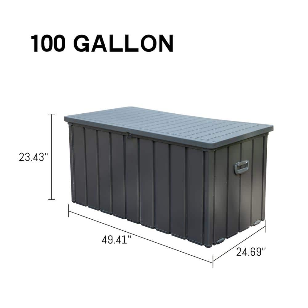 100 Gal. Dark Gray Steel Deck Box - Hercitys